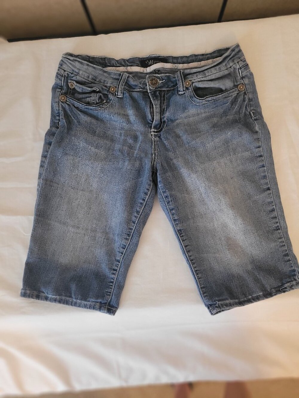 Blue Jean Shorts YMI Size 11 Faded & Distressed Bermuda Length or Cuff